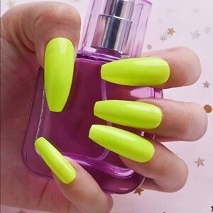 Neon Green Long Coffin Press On Nails